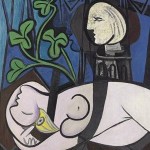 Cuadro Desnudo, hojas verdes y busto de Picasso