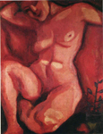Rojo desnudo sentado - Chagall