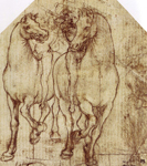 Estudio caballo y jinete de Leonardo da Vinci