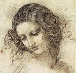 Dibujo Estudio cabeza de Leda de Leonardo da Vinci
