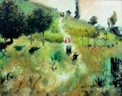 Copia El camino en cuesta entre la hierba, de Renoir, seg�n Repro-Arte