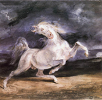 Caballo asustado por tormenta - Delacroix